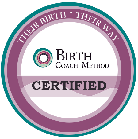 Birth Coach Method Certified Their Birth Their Way logo purple circles
