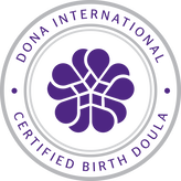 Certified Birth Doula DONA International Logo purple